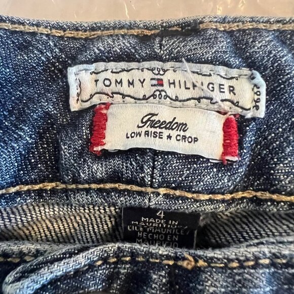 90s Vintage Tommy Hilfiger Freedom Crop Low Rise Raw Hem Jeans Size 4 - Picture 6 of 9